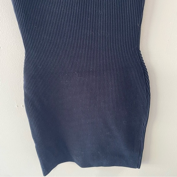 Babaton Blue Sculpt Rib Knit Notch Mini Dress 37604 - Picture 7 of 11